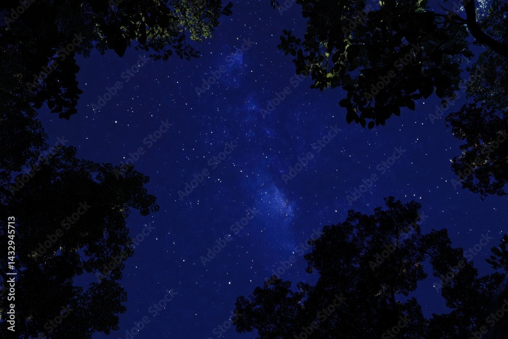 Milky Way through Treetops at Night Milky Way through Treetops at Night