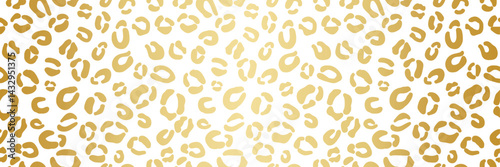 Gold gradient and white animal print vector banner, gradient retro cheetah or leopard print wide horizontal background design