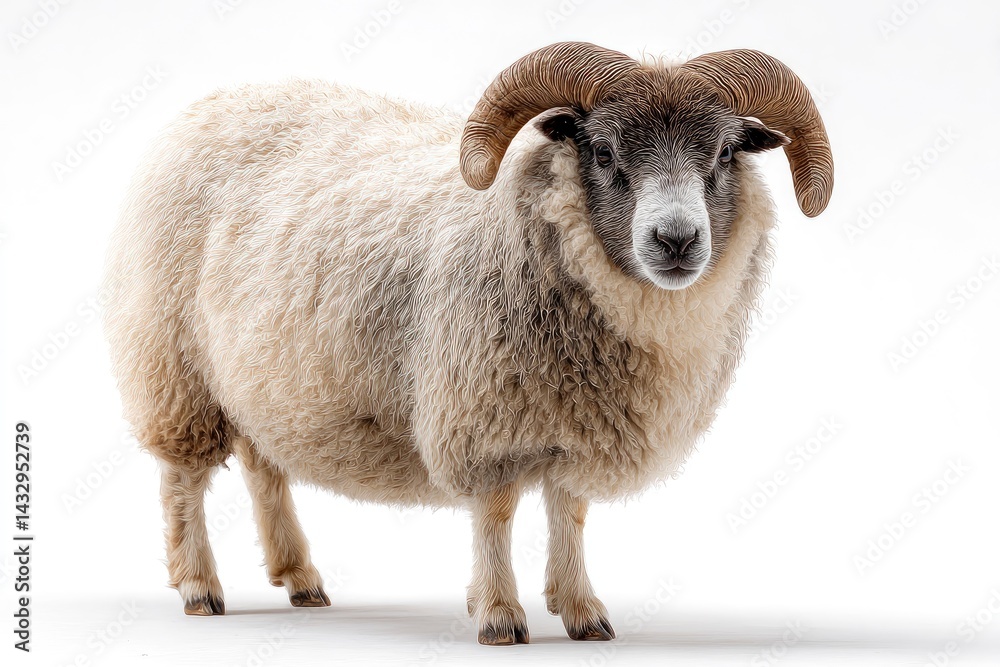 Fototapeta premium Ram with Large Curled Horns