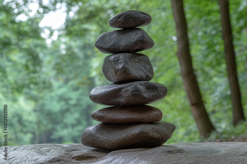 Stone tower demonstrating balance and equilibrium in a tranquil nature setting, Buddhist stone tower balance and equilibrium nature scene Seamless Stone tower demonstrating balance and equilibrium in a tranquil nature setting, Buddhist stone tower balance and equilibrium nature scene Seamless