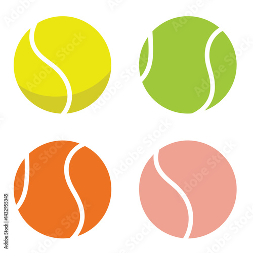 Set with tennis balls vector icons. Tennis balls yellow collection. Sport game.