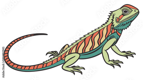  lizard Line Drawing Isolated on White Background Vector