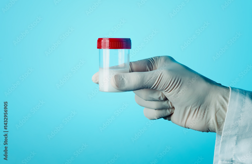 man with a sterile container with semen
