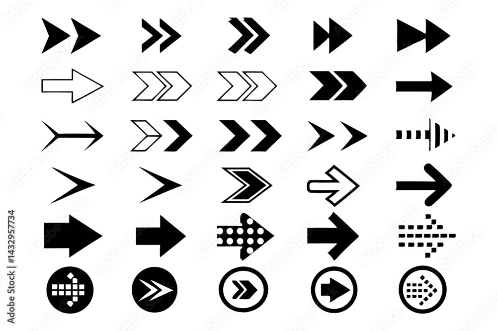 Arrows - Line Icons Arrow vector icon set in thin line style Arrows - Line Icons Arrow vector icon set in thin line style