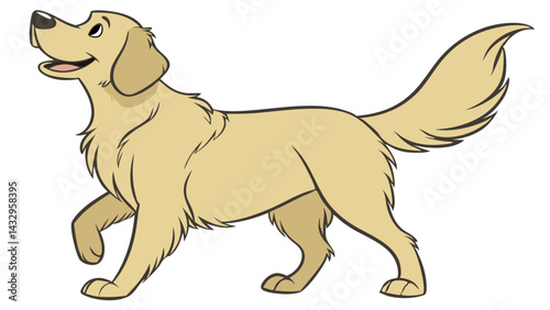 golden retriever Line Drawing Isolated on White Background Vector