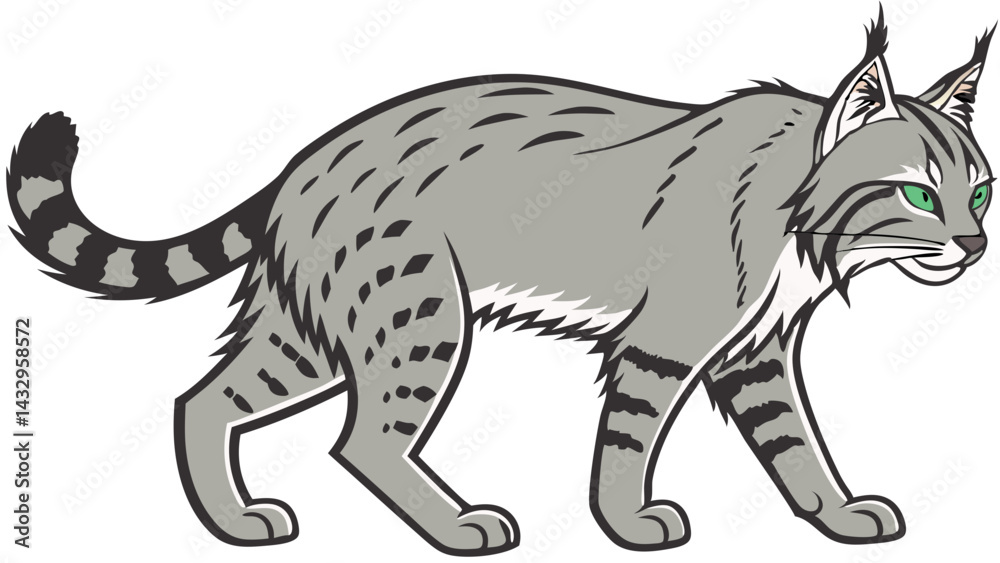 Obraz premium wildcat Line Drawing Isolated on White Background Vector