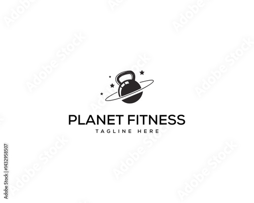 Fitness Gym workout and personal trainer ,Trendy modern style symbol,World gym fitness concept,planet gym flat minimalist logo design.