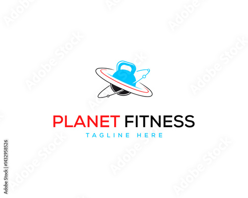 Fitness Gym workout and personal trainer ,Trendy modern style symbol,World gym fitness concept,planet gym flat minimalist logo design.