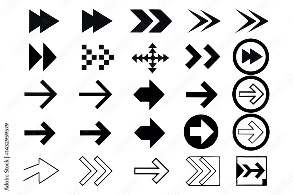 Arrows - Line Icons Arrow vector icon set in thin line style Arrows - Line Icons Arrow vector icon set in thin line style
