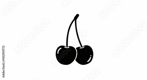 Cherry 2D Flat Black Vector Silhouette Icon