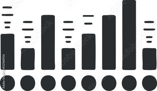 Simple black and white bar graph icon showing statistical data comparison and analysis