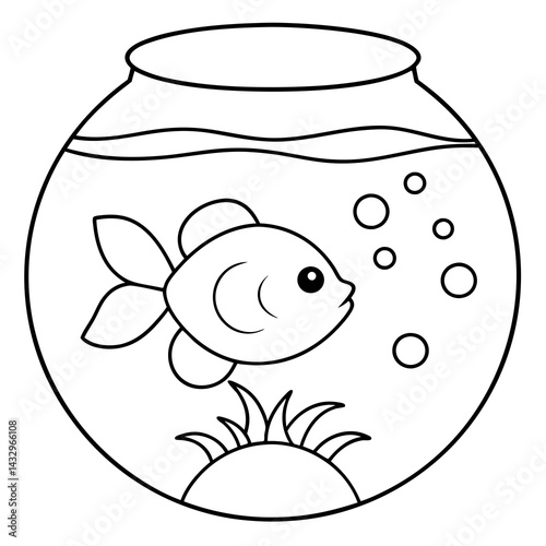 coloring pages for kids- bold line art- a goldfish