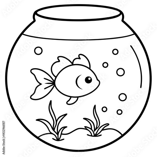 coloring pages for kids- bold line art- a goldfish