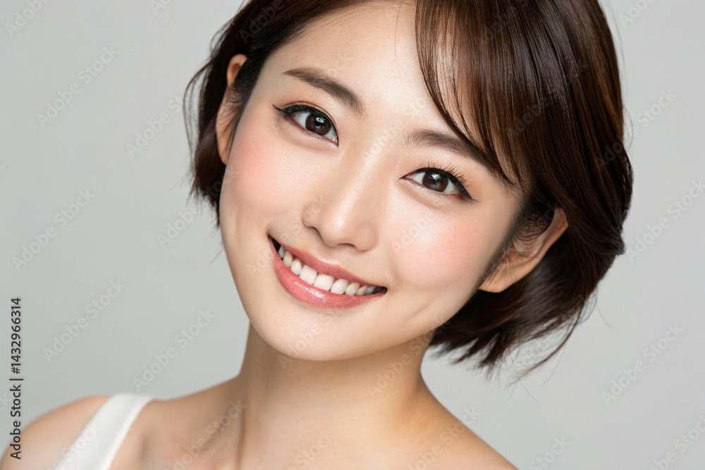 Obraz premium ショートヘアーの若い女性、ビューティーイメージ