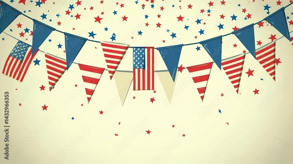 Obraz premium Flag Day Retro Background: Looking Back on Old Times, Recreating the Nostalgic Sentiment and Timeless Charm of Flag Day with Classic Elements