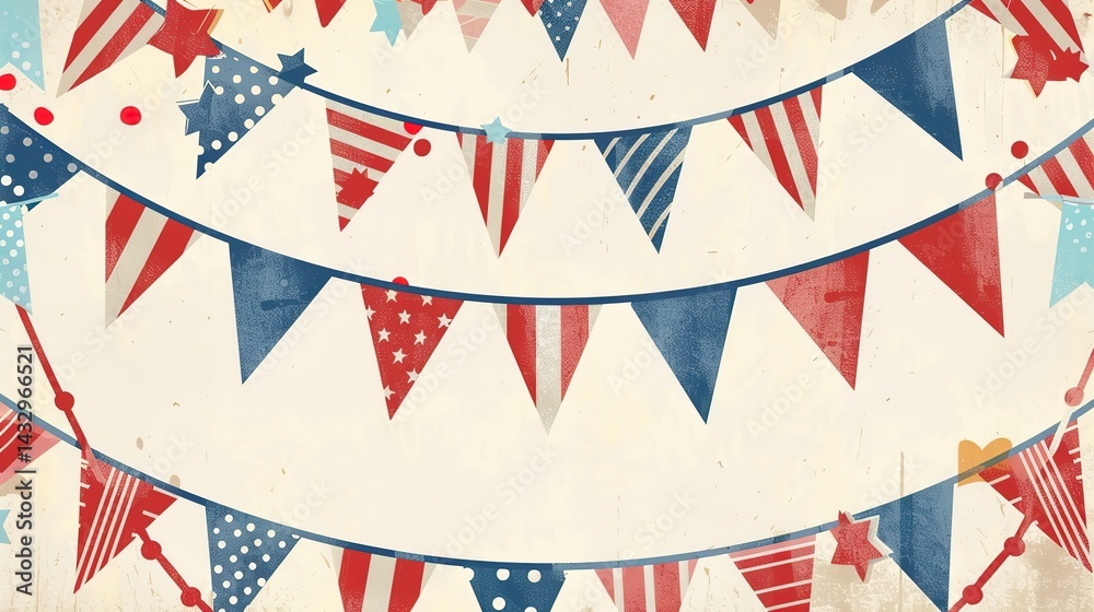 Obraz premium Flag Day Retro Background: Looking Back on Old Times, Recreating the Nostalgic Sentiment and Timeless Charm of Flag Day with Classic Elements