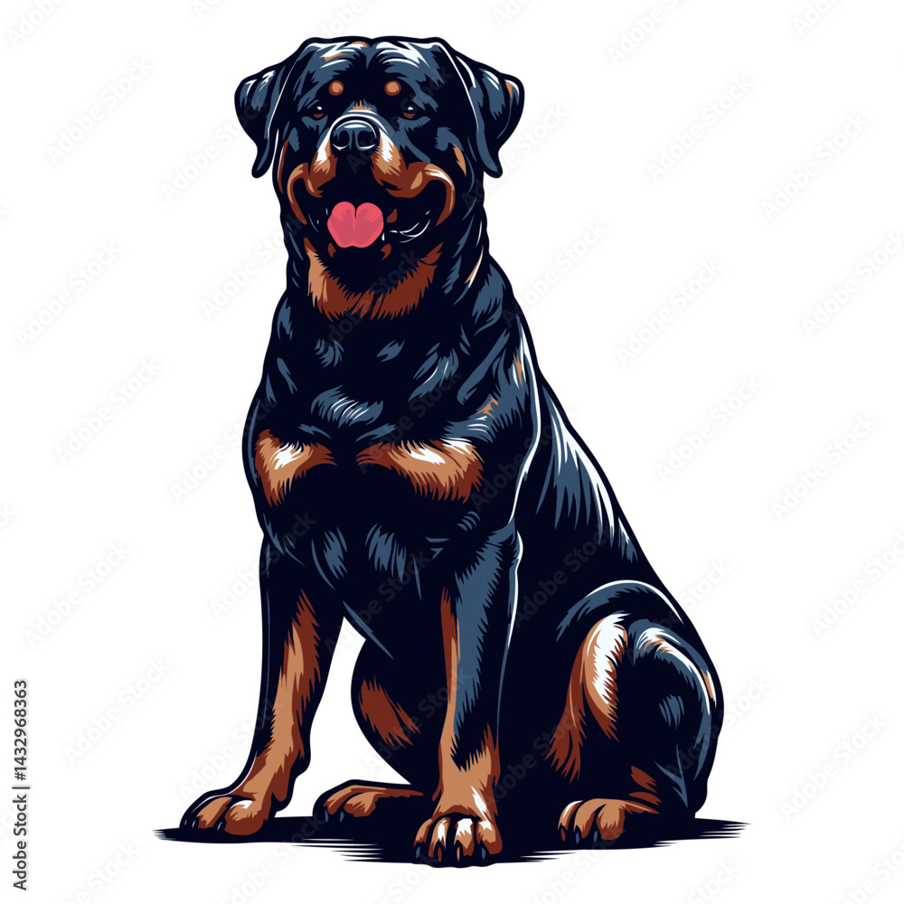Fototapeta premium rottweiler vector and illustration isolated on white background.