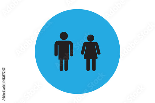 Restroom icon flat set Woman, man public toilet vector for apps or web female and male hygiene washrooms symbol