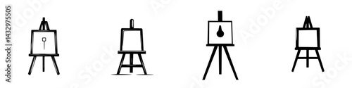 Various black easel icons showcasing minimalist designs suitable for art-related projects or digital applications