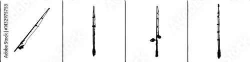 Illustration of various black musical instruments in silhouette showcasing their distinct shapes and styles