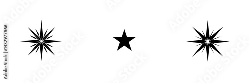 Black star and icon design featuring distinct shapes creating a unique visual presentation