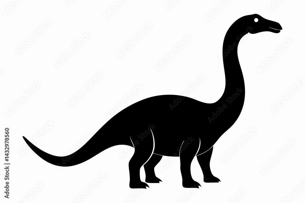 Obraz premium brachiosaurus sihouette black vector