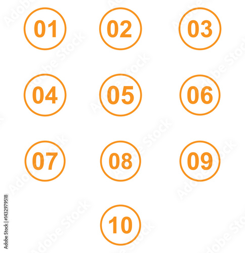 Numbers set 1 to 10 vector icon set illustration on white background.