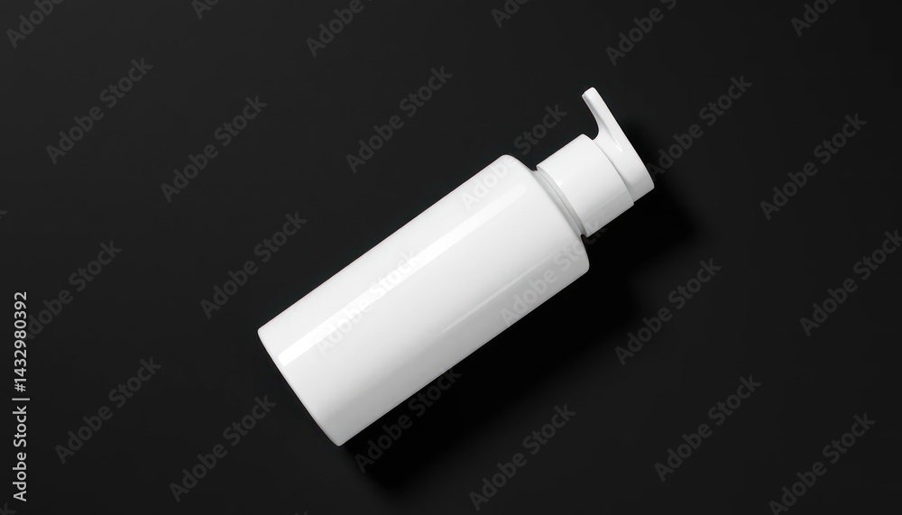 White bottle on black background White bottle on black background