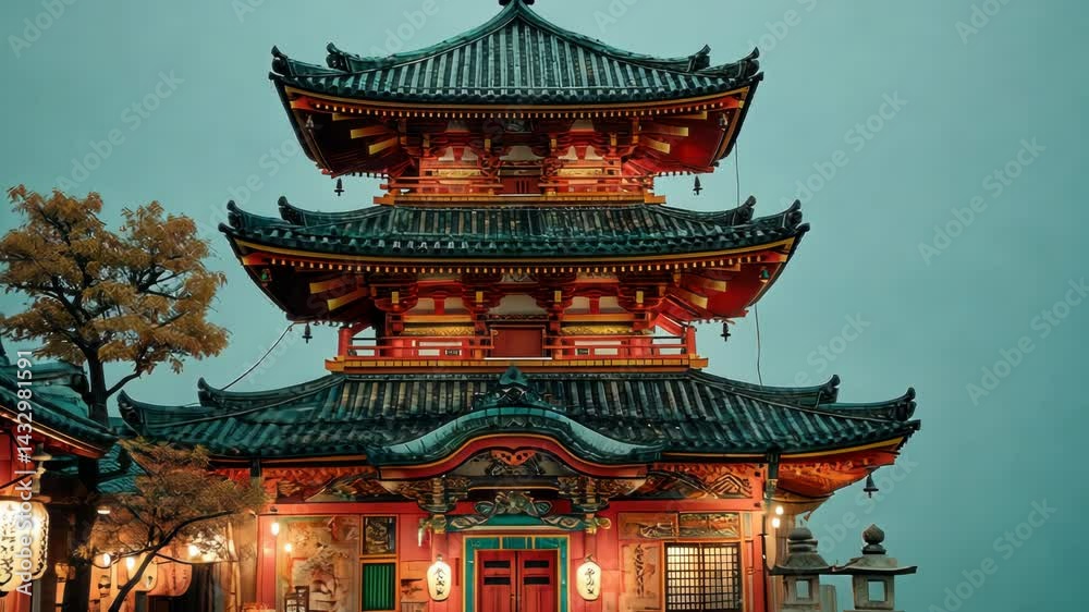 Multi-tiered Pagoda in Dusk