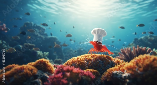 Undersea Chef: A Shrimp's Culinary Adventure in the Vibrant Coral Reef