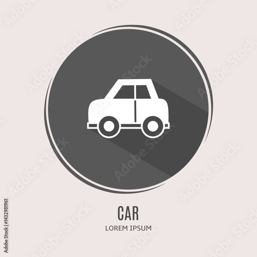 Symbol car logo. Illustration of car in flat. Stock vector.