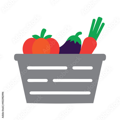 Fresh Vegetable Basket Icon Vector Design.