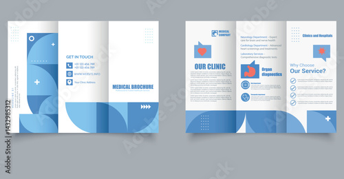 Professional Healthcare Trifold Brochure Design. Minimalist Medical Leaflet for Clinics and Hospitals