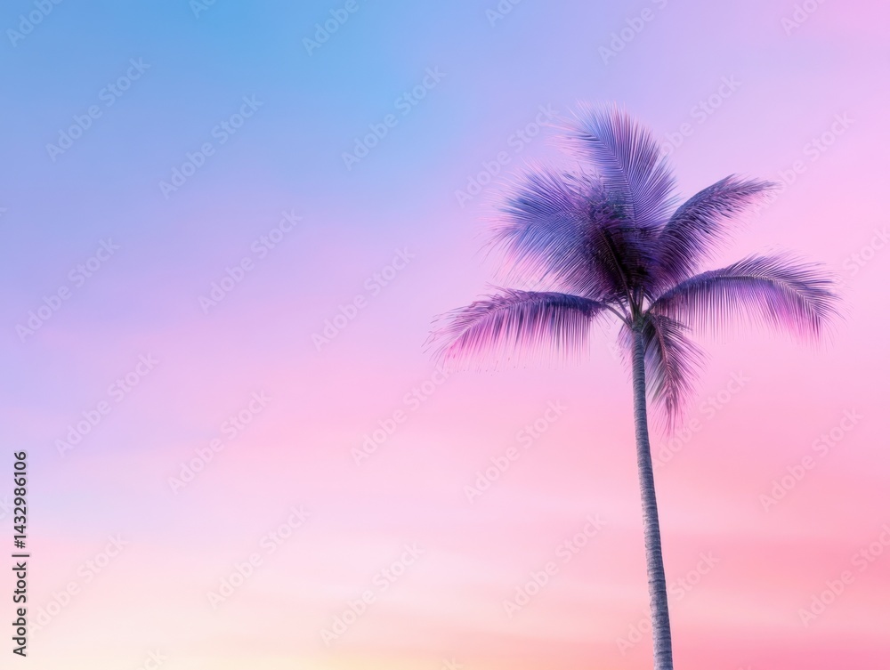Naklejka premium Pastel sky with palm tree