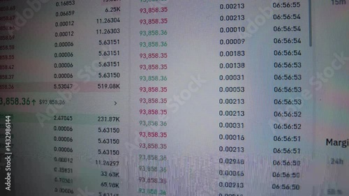 Close-up animation of a stock market data chart.  Numbers and graphs fluctuate dynamically.