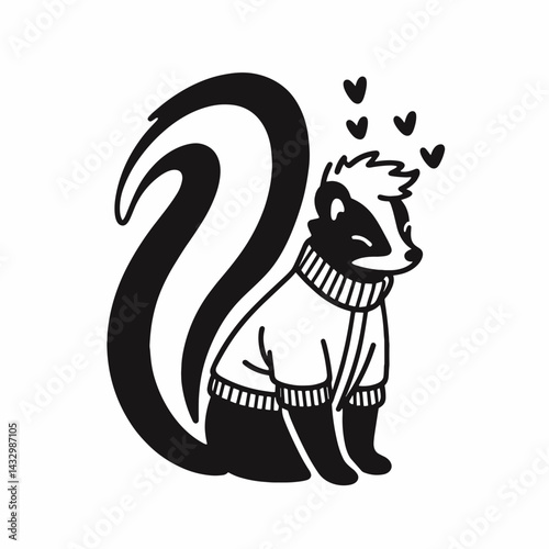 Skunk wear pride lgbtq costume. Funny Animal Vector Clip art. Aromatic mammal attire cheerful gay lesbian bisexual transgender garb.