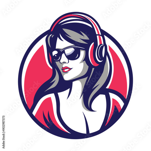 Stylish woman with headphones and sunglasses (2)