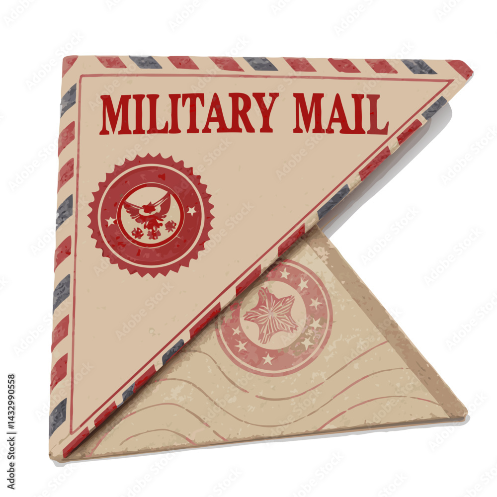 Fototapeta premium Military Mail Envelope Design with Vintage Elements 