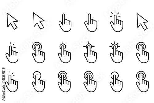 Hand Emoji Icon Set  Editable Stroke Thumb up and like outline icons set