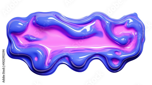 Colorful Abstract Slime Shape In Pink And Purple Colors With Smooth Fluid Texture