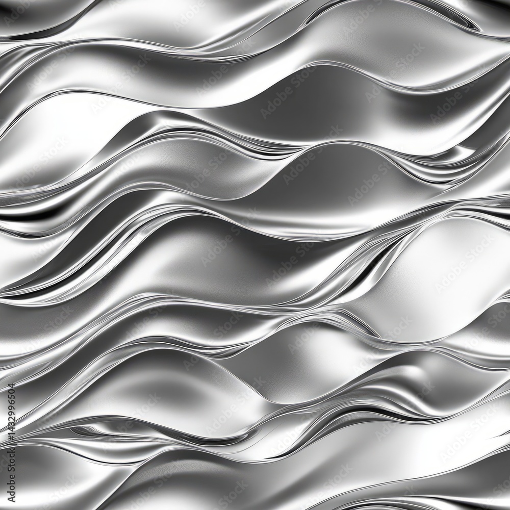Fototapeta premium Seamless silver wave tile design with smooth texture perfect for contemporary interior decor
