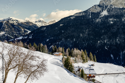val di fassa italy winter landscape