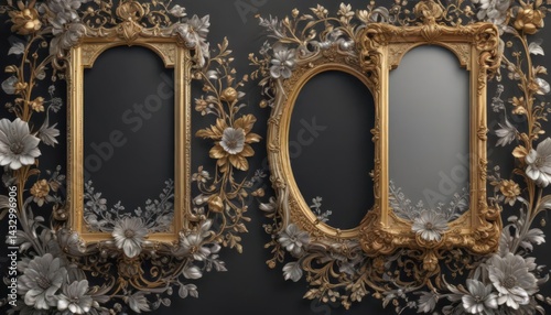 Intricate gold & silver floral frames; vintage elegance , antique, filigree