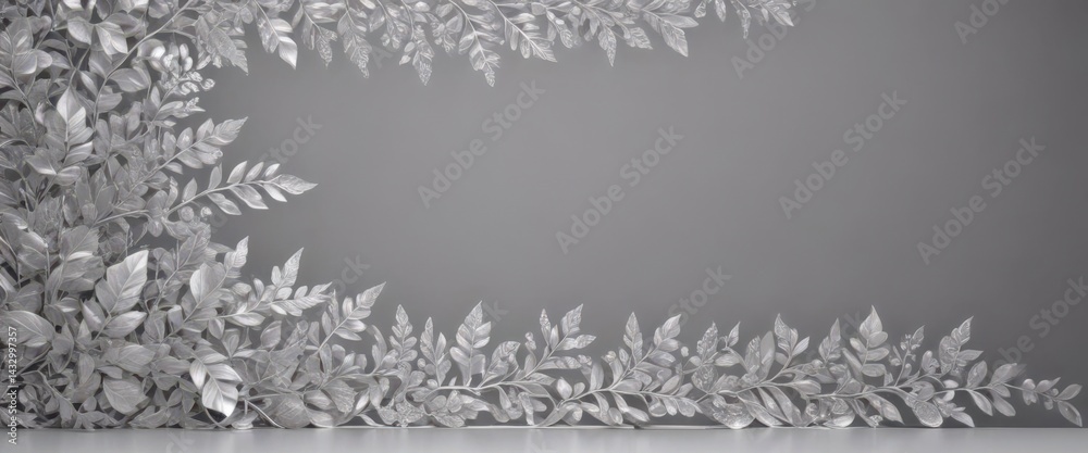 Intricate silver leaf border, shimmering, elegant foliage Subtle lace details , art, luxury, shimmer Intricate silver leaf border, shimmering, elegant foliage Subtle lace details , art, luxury, shimmer