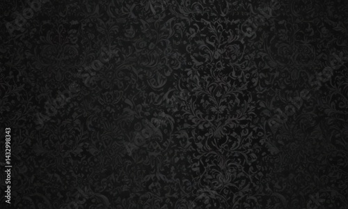 Intricate black gothic damask, shadowed details , victorian, decor