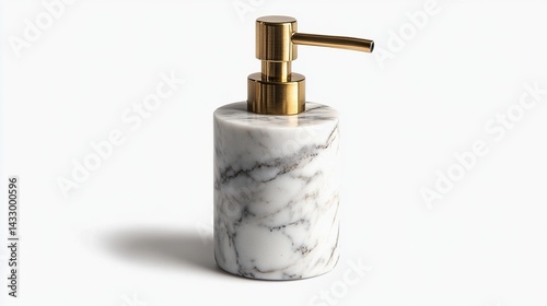 Elegant marble soap dispenser with gold pump. (1)