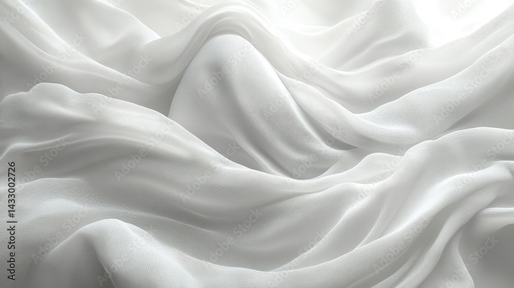 Abstract White Fabric Texture Displaying Smooth Soft Waves and Elegant Movement Abstract White Fabric Texture Displaying Smooth Soft Waves and Elegant Movement