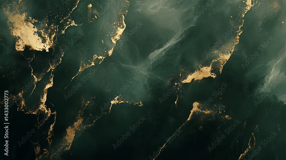 Fototapeta Luxury deep green and golden marble texture background, Elegant and modern design.
