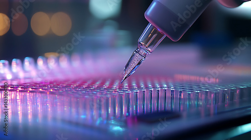 A robotic arm in a high tech AI powered gene editing lab, performing CRISPR-based genetic modifications, Bio-tech style