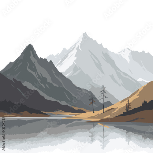 winter landscape with mountains